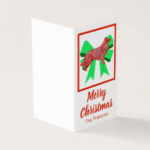 Border Collie Christmas Dog & Green Bow Small
