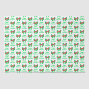 Border Collie Christmas Dog & Green Bow White Tissue Paper