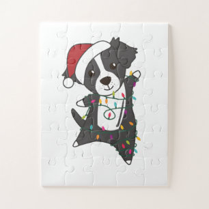 Border Collie Christmas Dog Winter Animals Dogs Jigsaw Puzzle