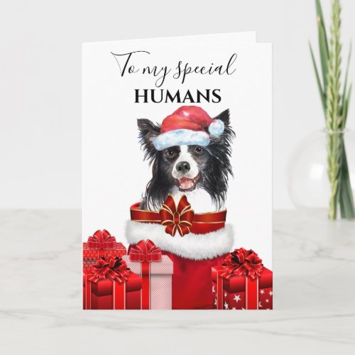 Border Collie Christmas Family wishes message Card