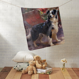 Border Collie Christmas Festive Season  Baby Blanket