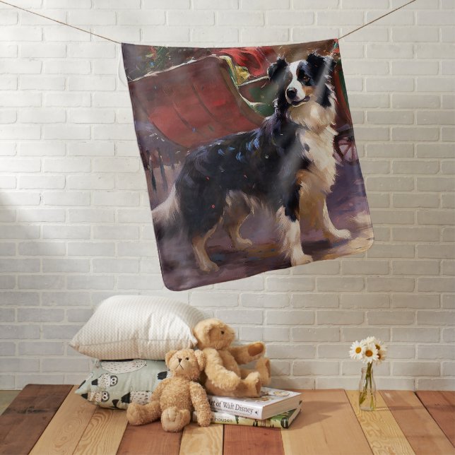 Border Collie Christmas Festive Season  Baby Blanket (In Situ)