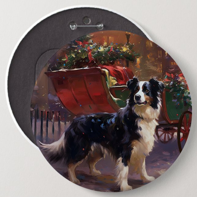 Border Collie Christmas Festive Season  Button (Front & Back)