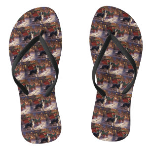 Border Collie Christmas Festive Season Flip Flops