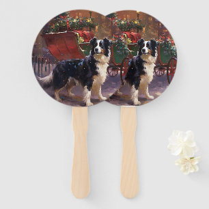 Border Collie Christmas Festive Season Hand Fan