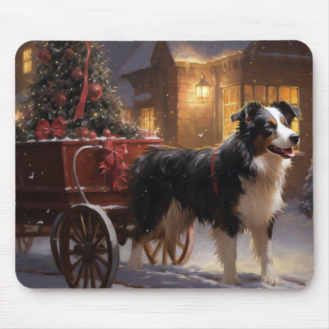 Border Collie Christmas Festive Season Mouse Pad (Front)