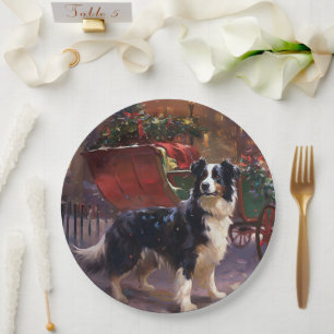 Border Collie Christmas Festive Season Paper Plates