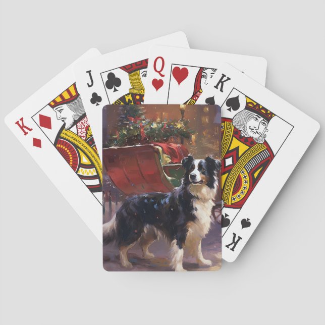 Border Collie Christmas Festive Season  Poker Cards (Back)