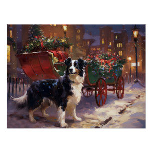 Border Collie Christmas Festive Season Poster