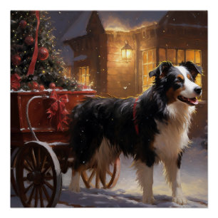Border Collie Christmas Festive Season Poster