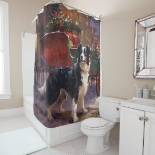 Border Collie Christmas Festive Season Shower Curtain