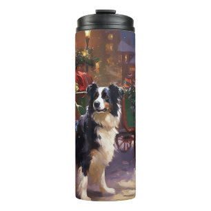 Border Collie Christmas Festive Season  Thermal Tumbler