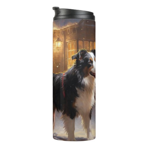 Border Collie Christmas Festive Season Thermal Tumbler