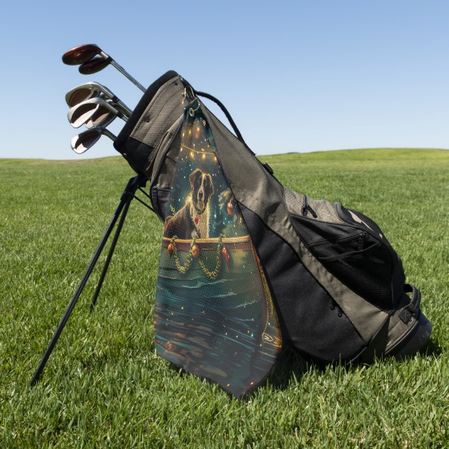 Border Collie Christmas Festive Voyage Golf Towel (Green)