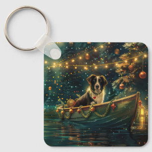 Border Collie Christmas Festive Voyage Keychain
