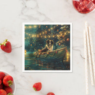 Border Collie Christmas Festive Voyage Napkins