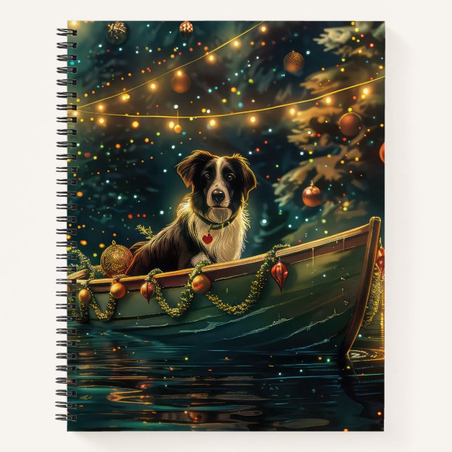 Border Collie Christmas Festive Voyage Notebook (Front)
