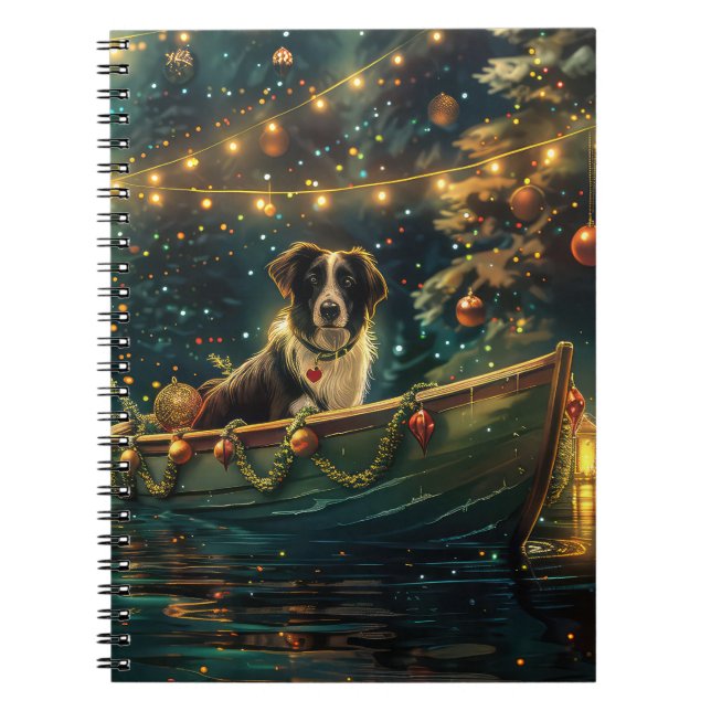 Border Collie Christmas Festive Voyage Notebook (Front)