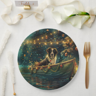 Border Collie Christmas Festive Voyage Paper Plates