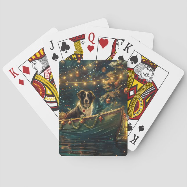 Border Collie Christmas Festive Voyage Poker Cards (Back)