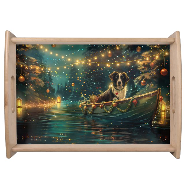 Border Collie Christmas Festive Voyage Serving Tray (Front)