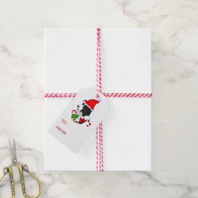 Border Collie Christmas Gift Tags (With Twine)