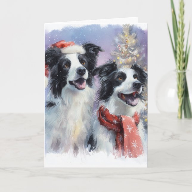  Border Collie Christmas Greeting Card  (Front)