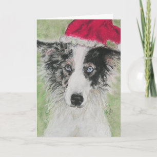 Border Collie Christmas Holiday Greeting Card