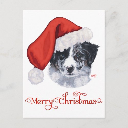 Border Collie Christmas Holiday Postcard