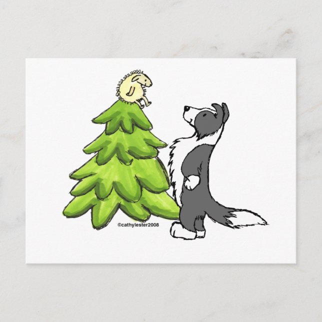 Border Collie Christmas Holiday Postcard (Front)