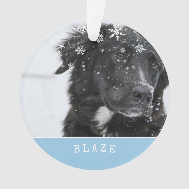 Border Collie Christmas Personalized Pet Photo Ornament (Front)
