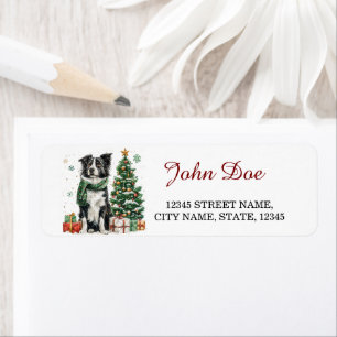 Border Collie Christmas Return Address Label
