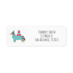 Border Collie Christmas Return Address Label