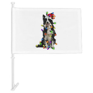 Border Collie Christmas Santa Funny Dog Lover Car Flag