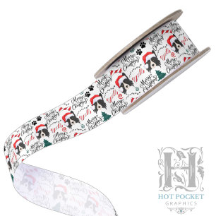 Border Collie Christmas Satin Ribbon