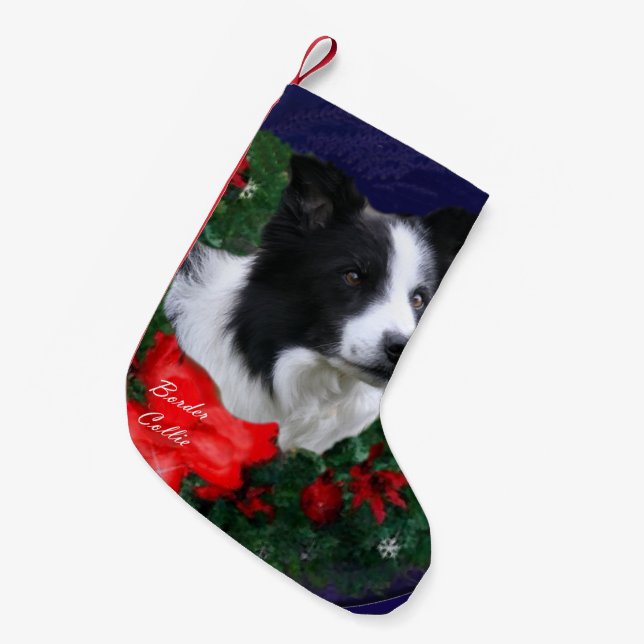 Border Collie Christmas Small Christmas Stocking (Front (Hanging))