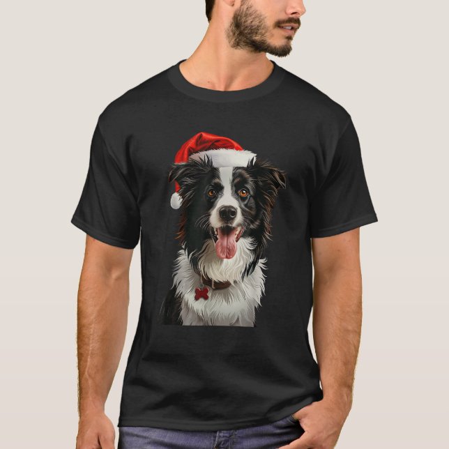 Border Collie Christmas  T-Shirt (Front)