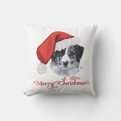 Border Collie Christmas Throw Pillow