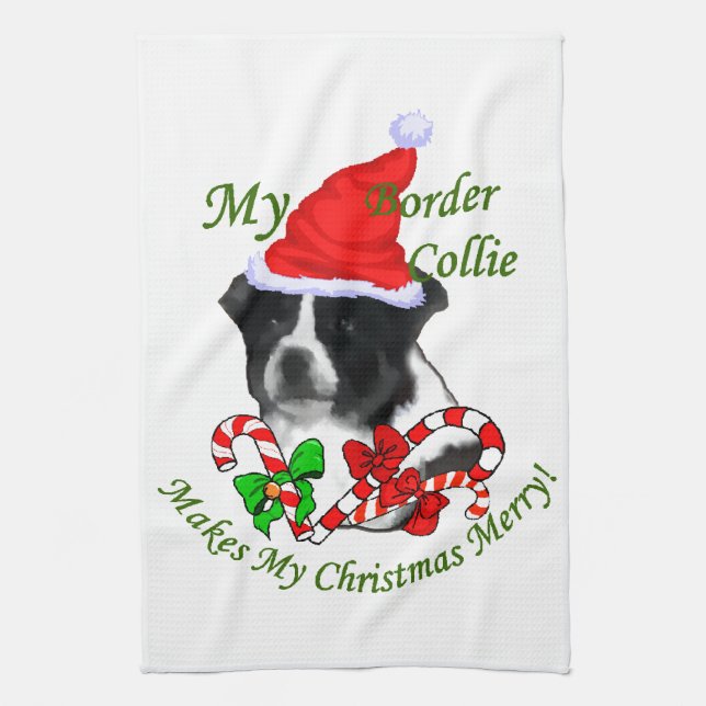 Border Collie Christmas Towel (Vertical)