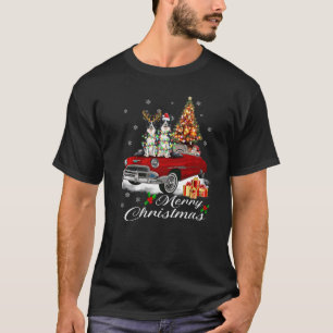 Border Collie Christmas Tree Lights Vintage Red Tr T-Shirt