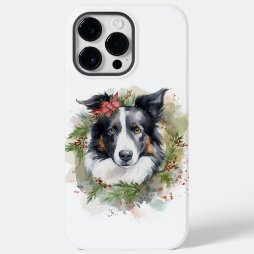 Border Collie Christmas Wreath Festive Pup  Case_Mate iPhone 14 Pro Max Case