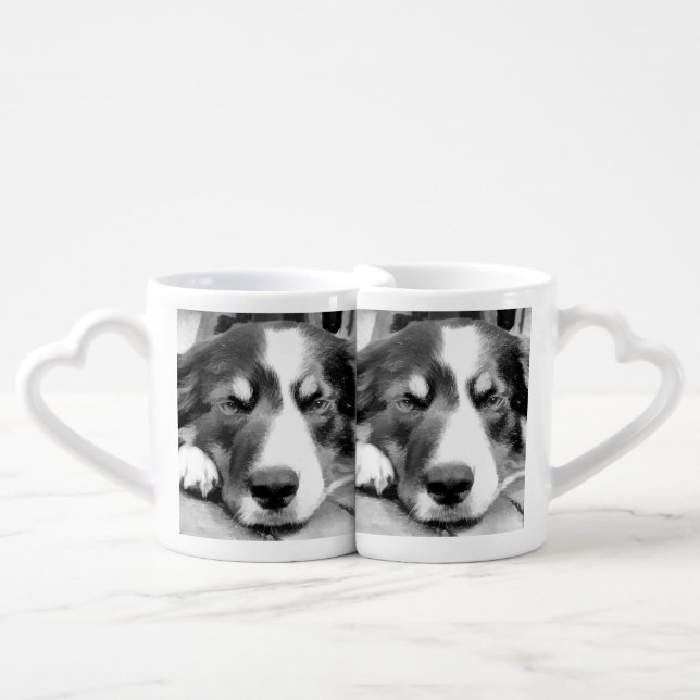 BORDER COLLIE COFFEE MUG SET (Front Nesting)