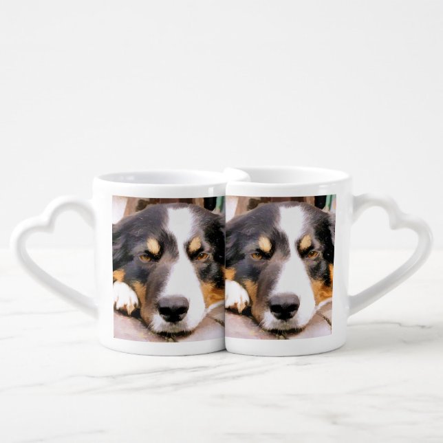 BORDER COLLIE COFFEE MUG SET (Front Nesting)