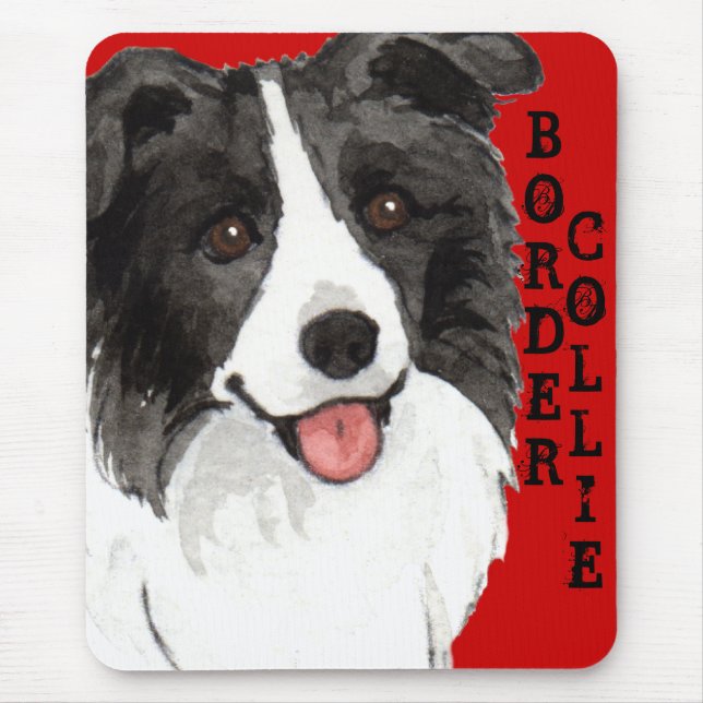 Border Collie Color Block Mouse Pad (Front)