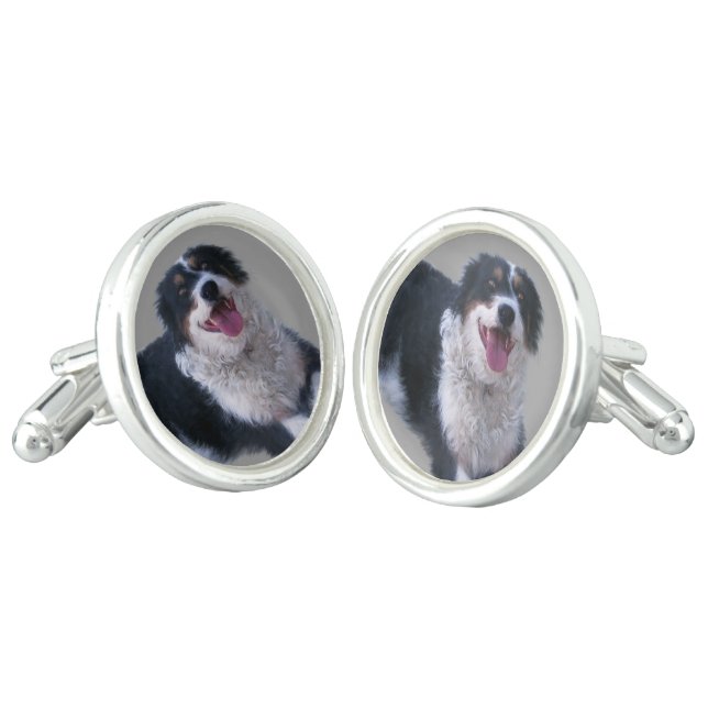 Border Collie Cufflinks (Angled)