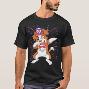 border collie dabbing 4th of july T-Shirt