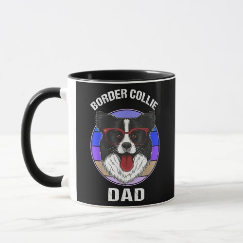 Border Collie Dad Father Retro Border Collie Dog  Mug