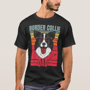 Border Collie Dad Father Retro Border Collie Dog T-Shirt