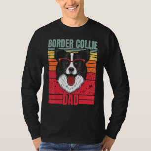 Border Collie Dad Father Retro Border Collie  Dog  T-Shirt