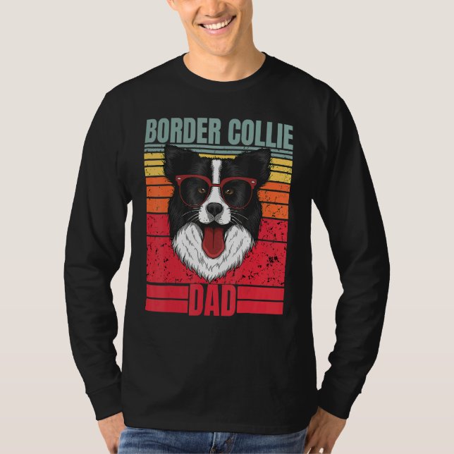 Border Collie Dad Father Retro Border Collie  Dog  T-Shirt (Front)